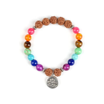 7 Chakra (2 Set) with Rudraksha & Lotus Charm Bracelet