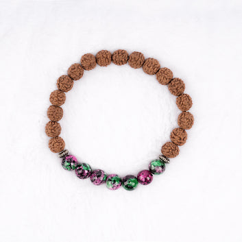 Rudraksha with Ruby Zoisite (Anyolite) Bracelet